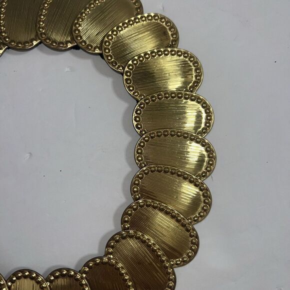 Unbranded Womens Elastic Stretch Waist Belt Large (42") Round Gold Metal‎ Disc - Picture 3 of 5